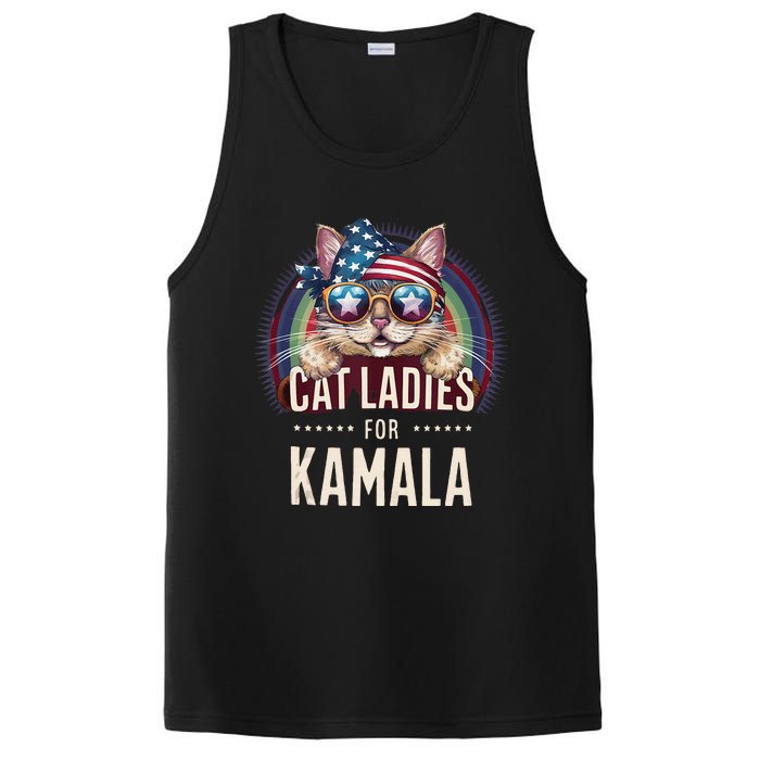 Cat With American Flag Bandana Cat Ladies For Kamala Gift PosiCharge Competitor Tank