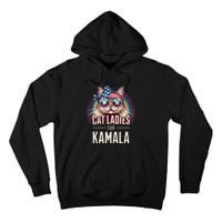 Cat With American Flag Bandana Cat Ladies For Kamala Gift Tall Hoodie