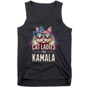 Cat With American Flag Bandana Cat Ladies For Kamala Gift Tank Top