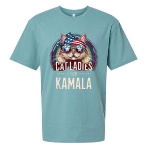 Cat With American Flag Bandana Cat Ladies For Kamala Gift Sueded Cloud Jersey T-Shirt