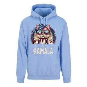 Cat With American Flag Bandana Cat Ladies For Kamala Gift Unisex Surf Hoodie