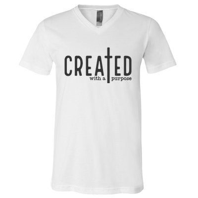 Created With A Purpose Christian V-Neck T-Shirt