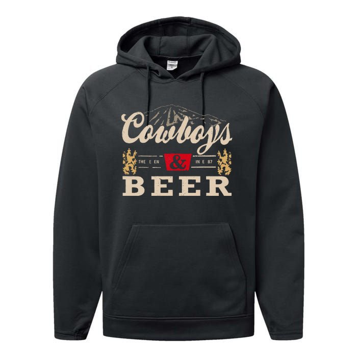 Cowboys Western And Beer Cowboy Lovers Performance Fleece Hoodie