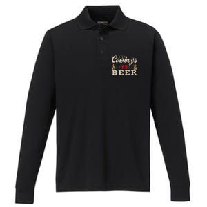 Cowboys Western And Beer Cowboy Lovers Performance Long Sleeve Polo