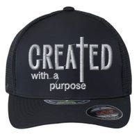 Created With A Purpose Christian Faith Jesus Embroidered Embroidered Flexfit Unipanel Trucker Cap