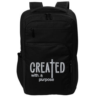 Created With A Purpose Christian Faith Jesus Embroidered Embroidered Impact Tech Backpack