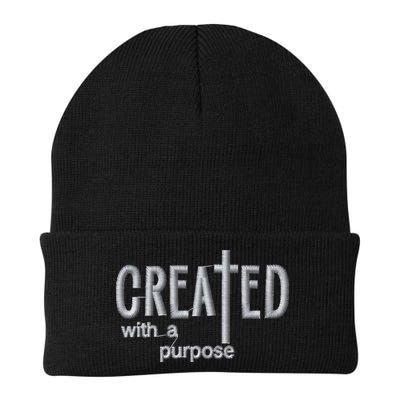 Created With A Purpose Christian Faith Jesus Embroidered Embroidered Beanie