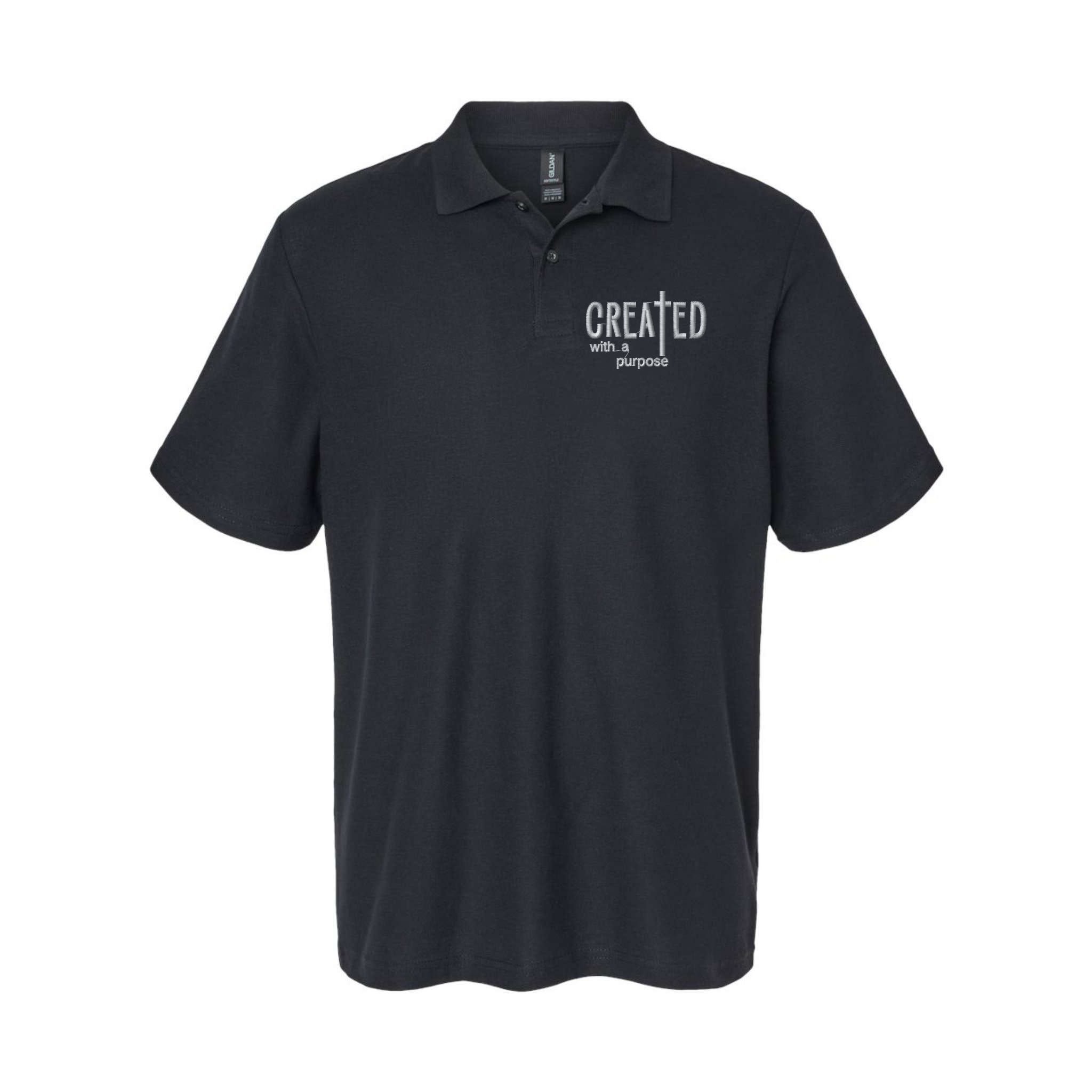 Created With A Purpose Christian Faith Jesus Embroidered Embroidered Polo