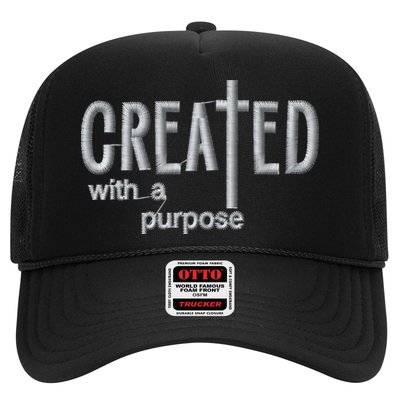 Created With A Purpose Christian Faith Jesus Embroidered Embroidered Trucker Hat