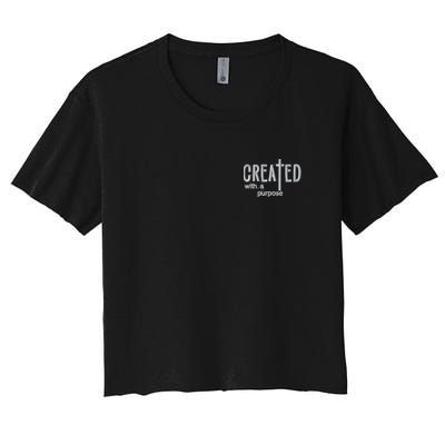 Created With A Purpose Christian Faith Jesus Embroidered Embroidered Crop Top