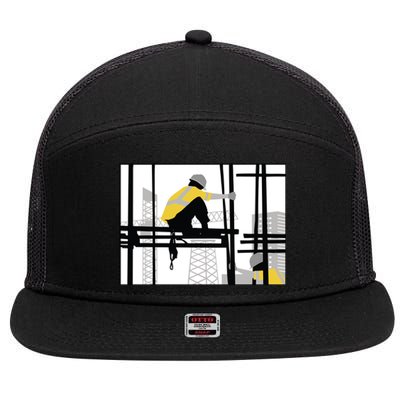 Construction Worker Builder Trades Contractor Meaningful Gift 7 Panel Mesh Trucker Snapback Hat