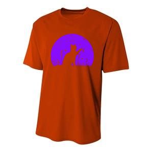 Cat With Butterfly Purple Sunset Gift Youth Performance Sprint T-Shirt