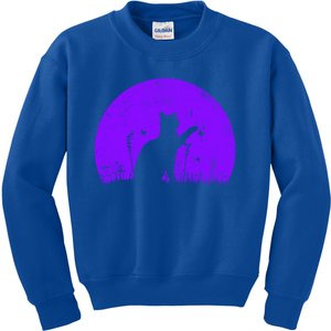 Cat With Butterfly Purple Sunset Gift Kids Sweatshirt