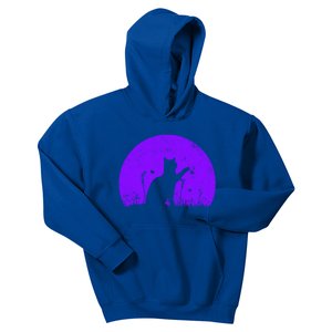 Cat With Butterfly Purple Sunset Gift Kids Hoodie