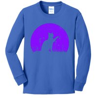 Cat With Butterfly Purple Sunset Gift Kids Long Sleeve Shirt