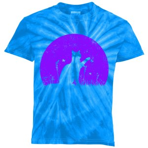 Cat With Butterfly Purple Sunset Gift Kids Tie-Dye T-Shirt