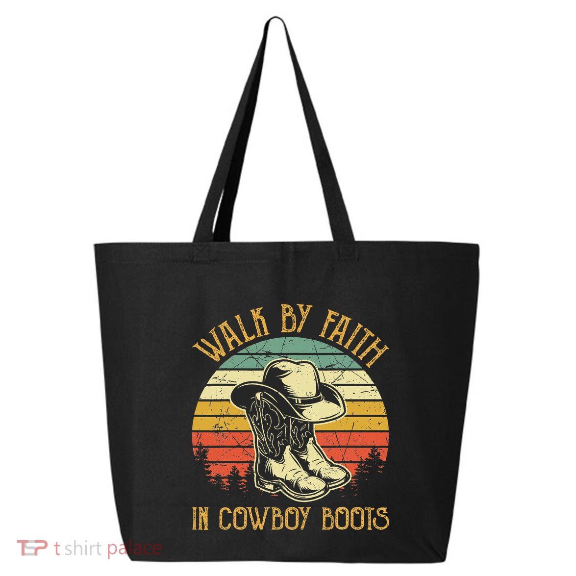 Christian Walk By Faith In Cowboy Boots Cowgirl Western 25L Jumbo Tote