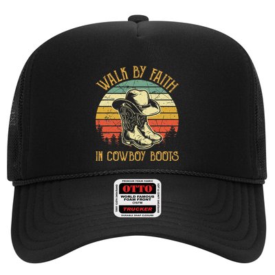 Christian Walk By Faith In Cowboy Boots Cowgirl Western Trucker Hat
