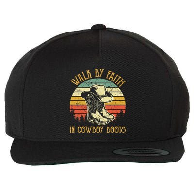 Christian Walk By Faith In Cowboy Boots Cowgirl Western Wool Snapback Cap