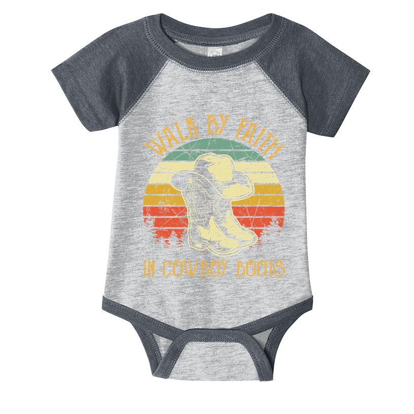 Christian Walk By Faith In Cowboy Boots Cowgirl Western Infant Baby Jersey Bodysuit