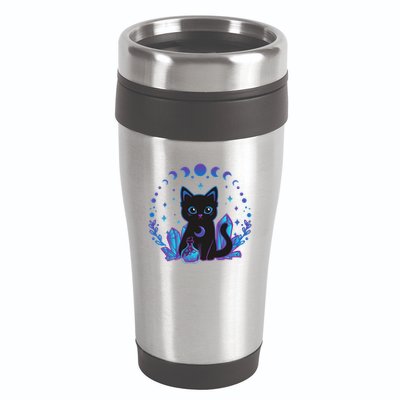 Cute Witchy Black Cat Crystal Alchemy Kawaii Pastel Goth 16oz Travel Tumbler