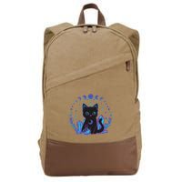 Cute Witchy Black Cat Crystal Alchemy Kawaii Pastel Goth Cotton Canvas Backpack