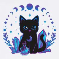 Cute Witchy Black Cat Crystal Alchemy Kawaii Pastel Goth Cool Comfort Performance Bucket Hat