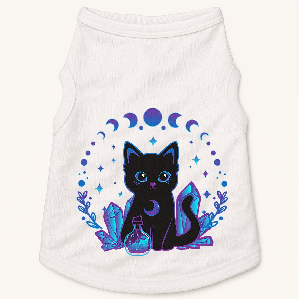 Cute Witchy Black Cat Crystal Alchemy Kawaii Pastel Goth Doggie Tank