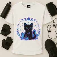 Cute Witchy Black Cat Crystal Alchemy Kawaii Pastel Goth Cooling Performance Crew T-Shirt