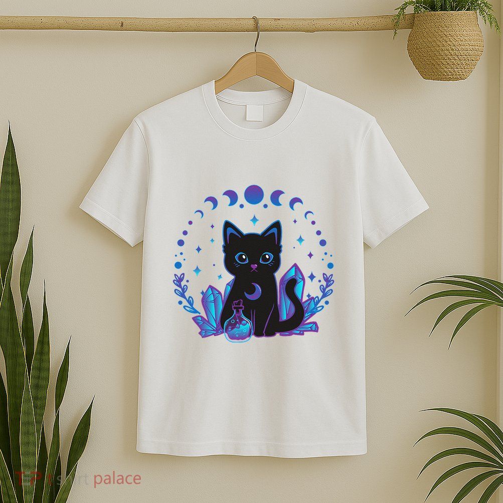 Cute Witchy Black Cat Crystal Alchemy Kawaii Pastel Goth T-Shirt