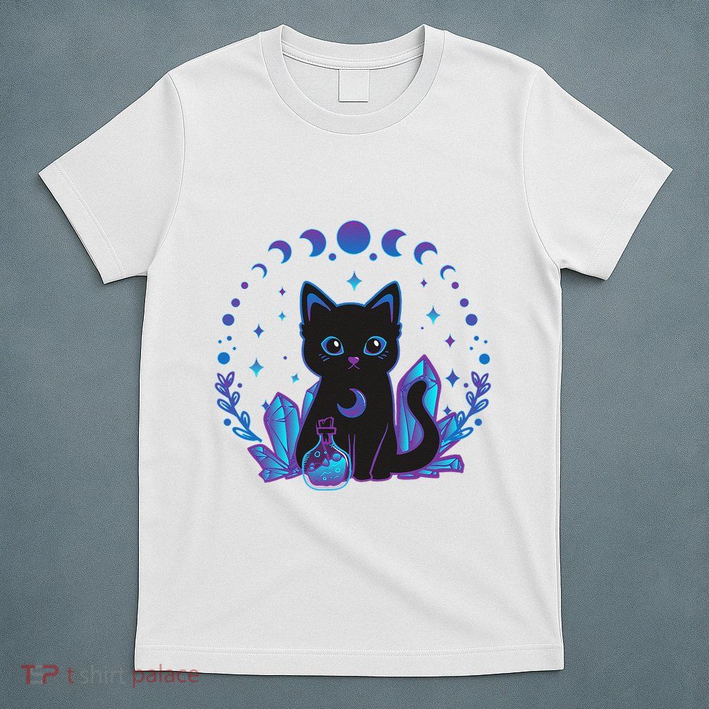 Cute Witchy Black Cat Crystal Alchemy Kawaii Pastel Goth T-Shirt