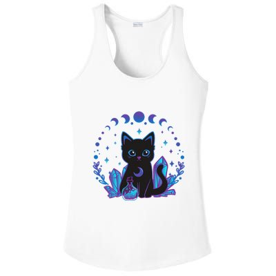 Cute Witchy Black Cat Crystal Alchemy Kawaii Pastel Goth Ladies PosiCharge Competitor Racerback Tank