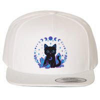 Cute Witchy Black Cat Crystal Alchemy Kawaii Pastel Goth Wool Snapback Cap