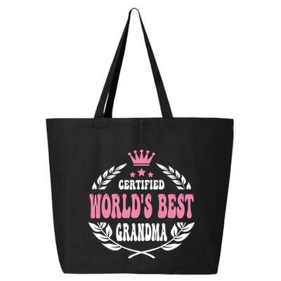 Certified Worlds Best Grandma Cute Funny Gift 25L Jumbo Tote