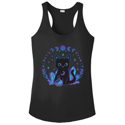 Cute Witchy Black Cat Crystal Alchemy Kawaii Pastel Goth Ladies PosiCharge Competitor Racerback Tank