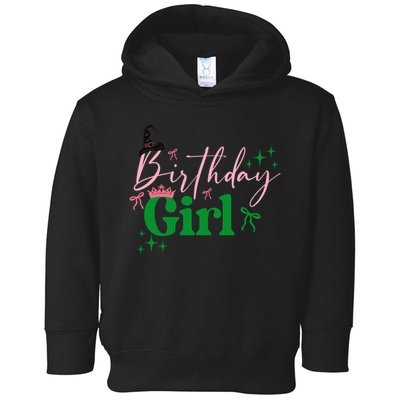 Cute Witch Birthday Girl Pink And Green Toddler Hoodie