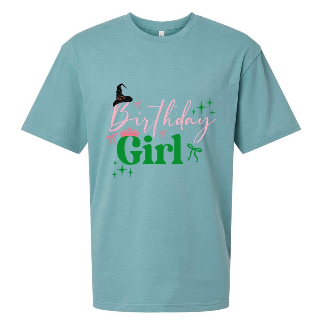 Cute Witch Birthday Girl Pink And Green Sueded Cloud Jersey T-Shirt