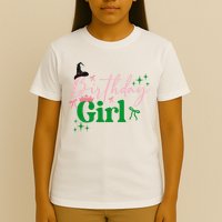 Cute Witch Birthday Girl Pink And Green T-Shirt