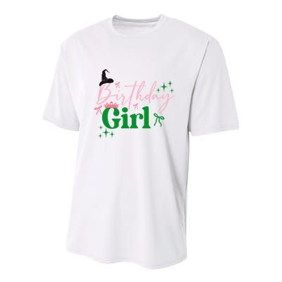 Cute Witch Birthday Girl Pink And Green Youth Performance Sprint T-Shirt
