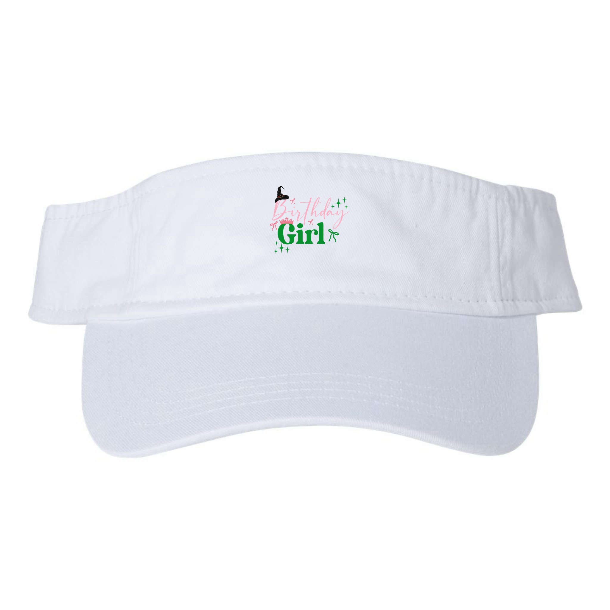 Cute Witch Birthday Girl Pink And Green Visor