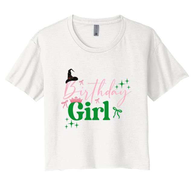 Cute Witch Birthday Girl Pink And Green Crop Top