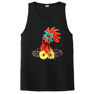 Chicken With Bandana Headband And Glasses Cute Cool Gift PosiCharge Competitor Tank