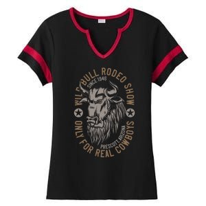 Cowboy Wild Bull Rodeo Ladies Halftime Notch Neck Tee