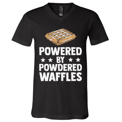 Cool Waffle Breakfast Snack Powered By Powdered Waffles V-Neck T-Shirt