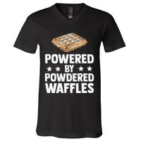 Cool Waffle Breakfast Snack Powered By Powdered Waffles V-Neck T-Shirt