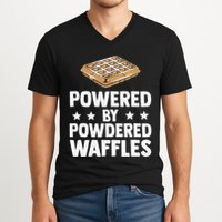 Cool Waffle Breakfast Snack Powered By Powdered Waffles V-Neck T-Shirt