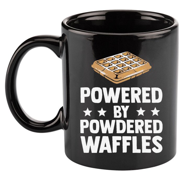 Cool Waffle Breakfast Snack Powered By Powdered Waffles 11oz C Handle Ceramic Mug