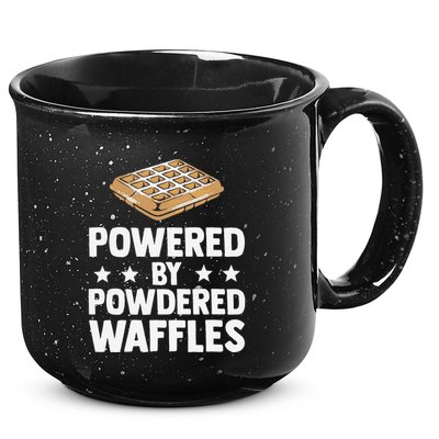 Cool Waffle Breakfast Snack Powered By Powdered Waffles 15oz Campfire Ceramic Mug