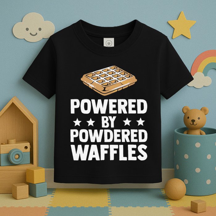 Cool Waffle Breakfast Snack Powered By Powdered Waffles Toddler T-Shirt