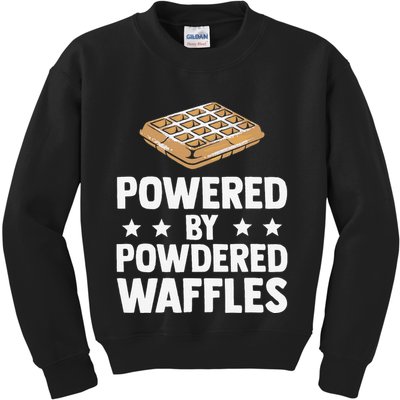 Cool Waffle Breakfast Snack Powered By Powdered Waffles Kids Sweatshirt